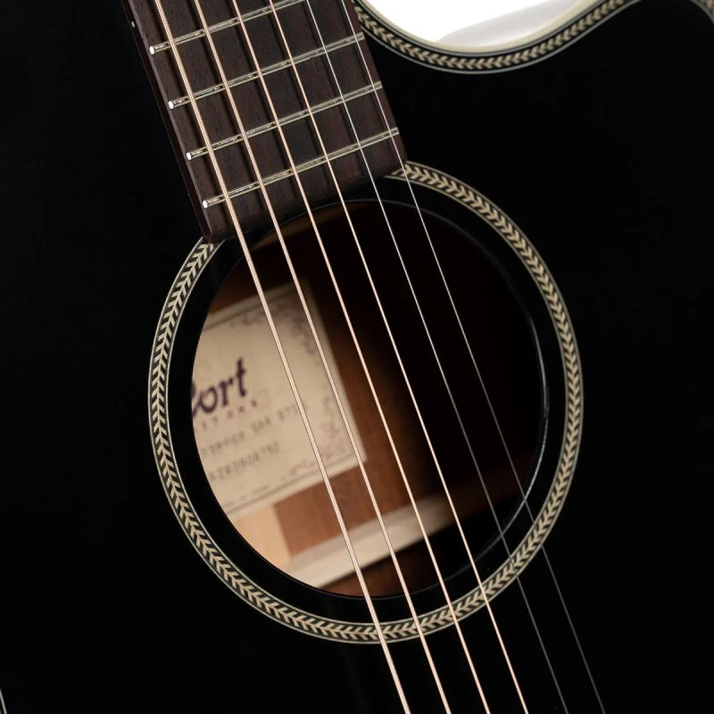 Cort Guitars - Essence Series Grand Auditorium Acoustic Guitar - Black Top Semi Gloss - ESSENCEGA4BTSG - Image 6