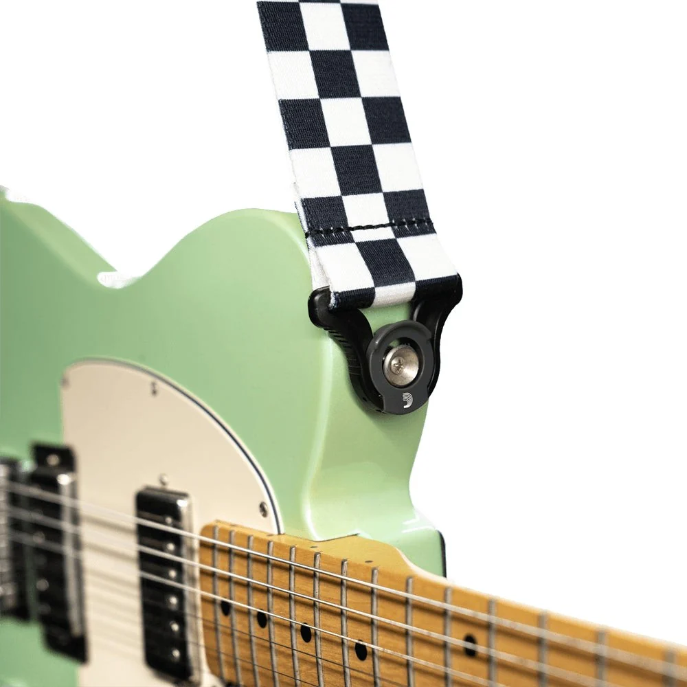 D'Addario Accessories - Auto Lock Guitar Strap   - 50BAL13 - Checkerboard Black & White - Image 4