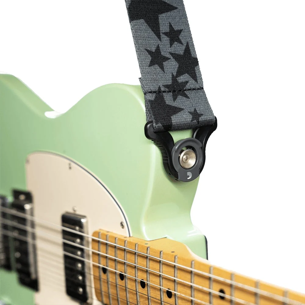 D'Addario Accessories - Auto Lock Guitar Strap   - 50BAL14 - Stars Black & Grey - Image 4