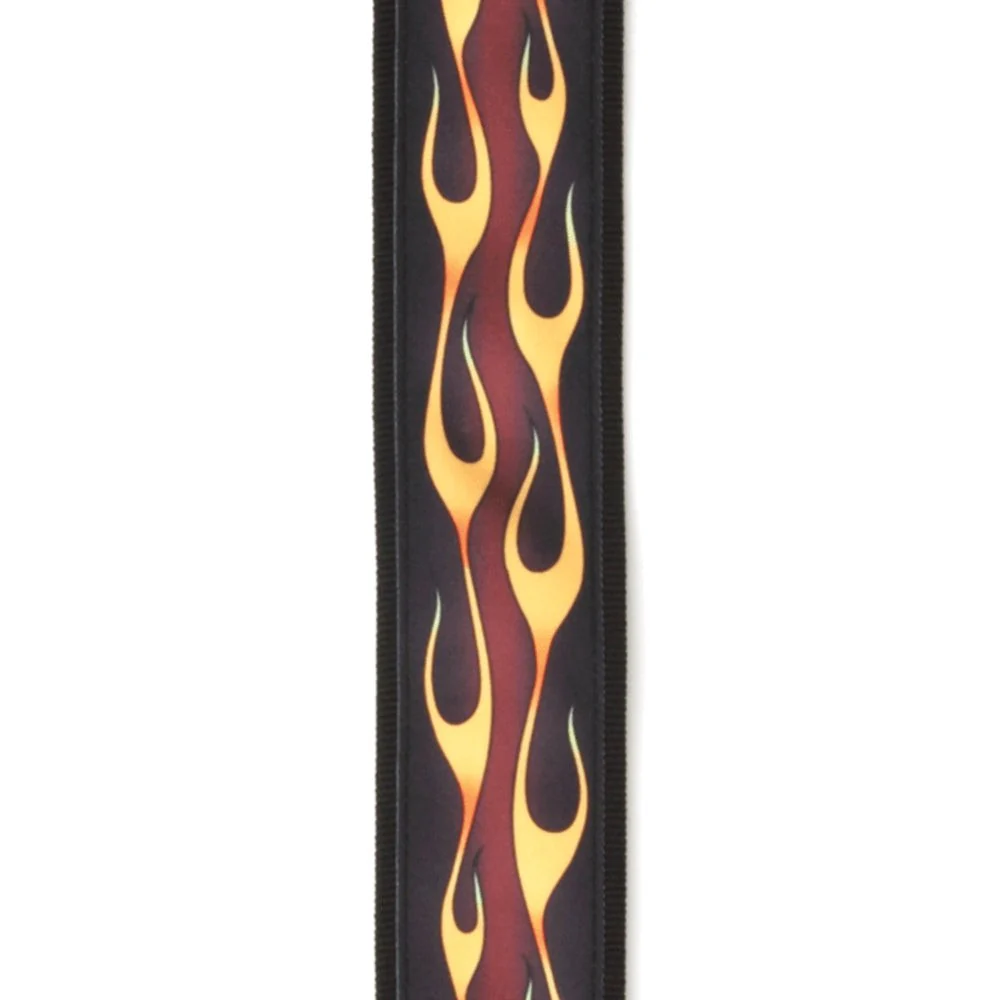 D'Addario Accessories - Nylon Woven Guitar Strap Hot Rod Flame, Red 50F09 - Image 2