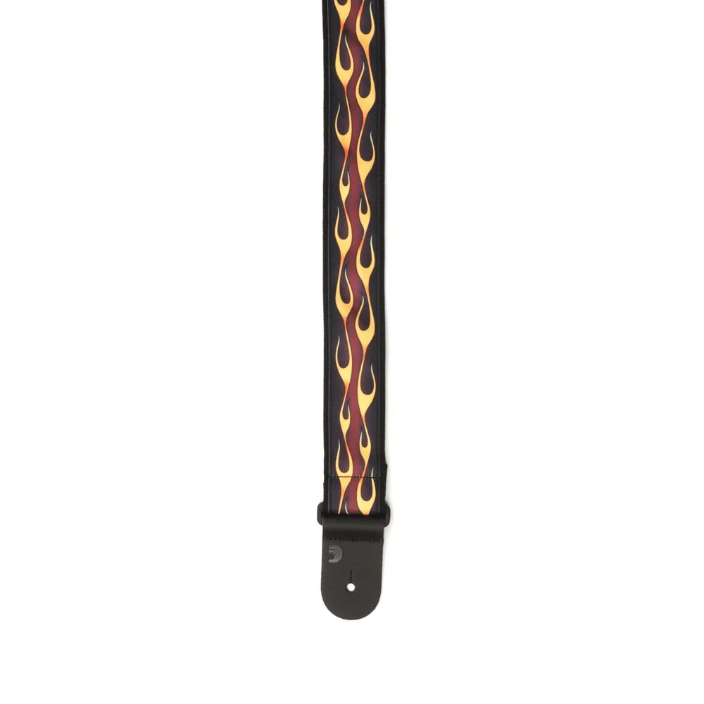 D'Addario Accessories - Nylon Woven Guitar Strap Hot Rod Flame, Red 50F09 - Image 3