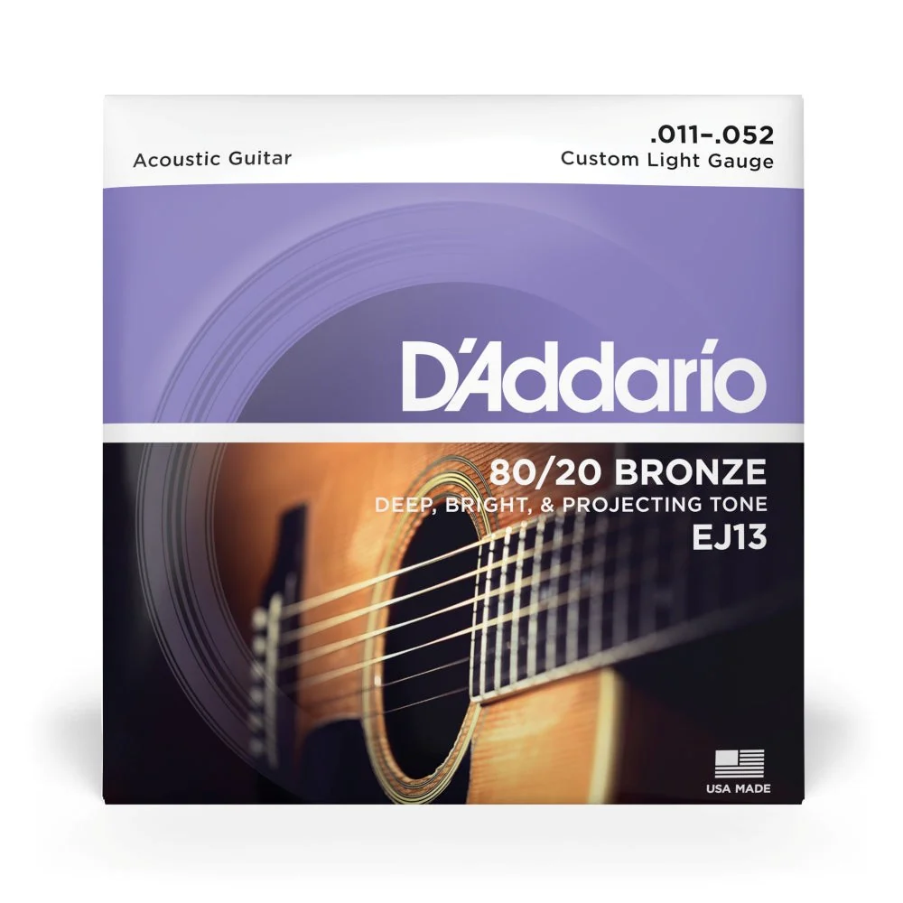 D'Addario - EJ13 80/20 Bronze Acoustic Guitar Strings - Custom Light - 11-52 - Image 2
