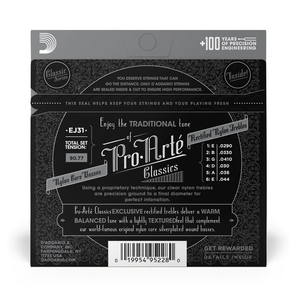 D'Addario - EJ31 Classics Rectified Classical Guitar Strings - Hard Tension - Image 3