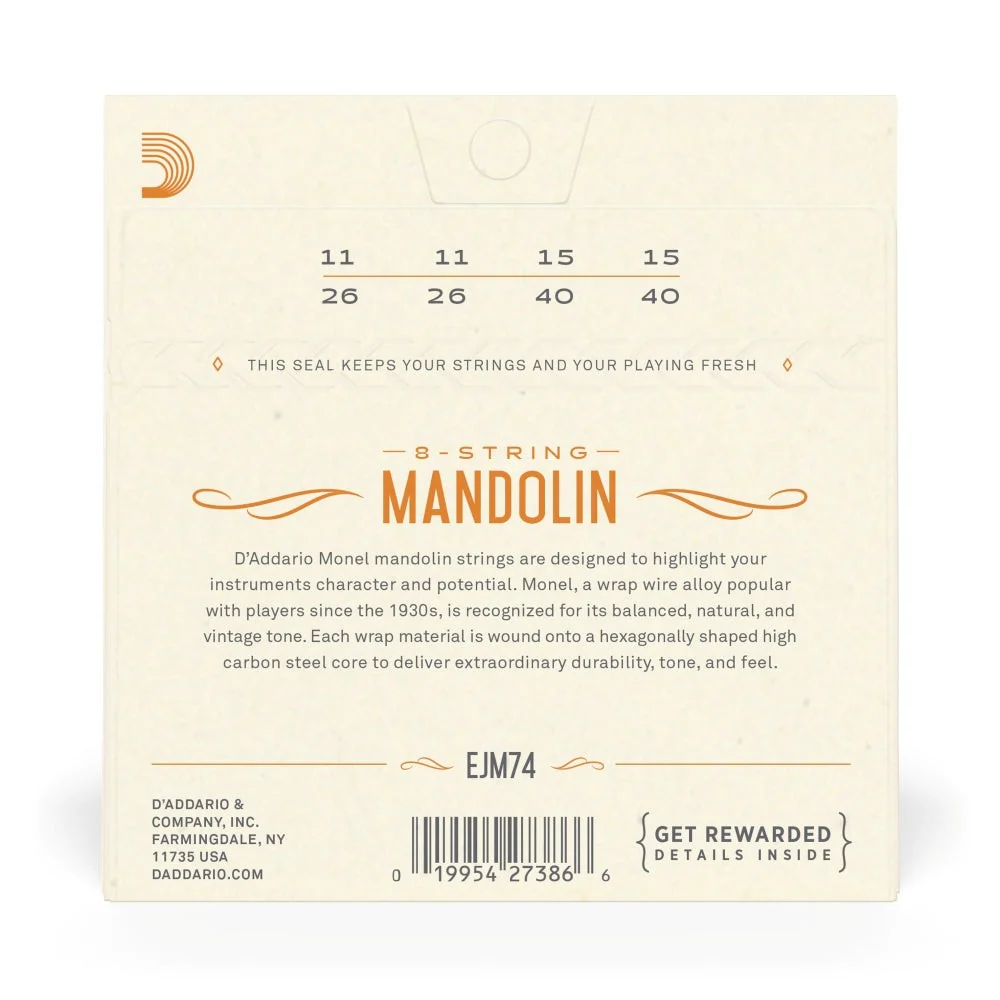 D'Addario - EJM74 Monel Mandolin Strings - Medium - 11-40 - Image 3