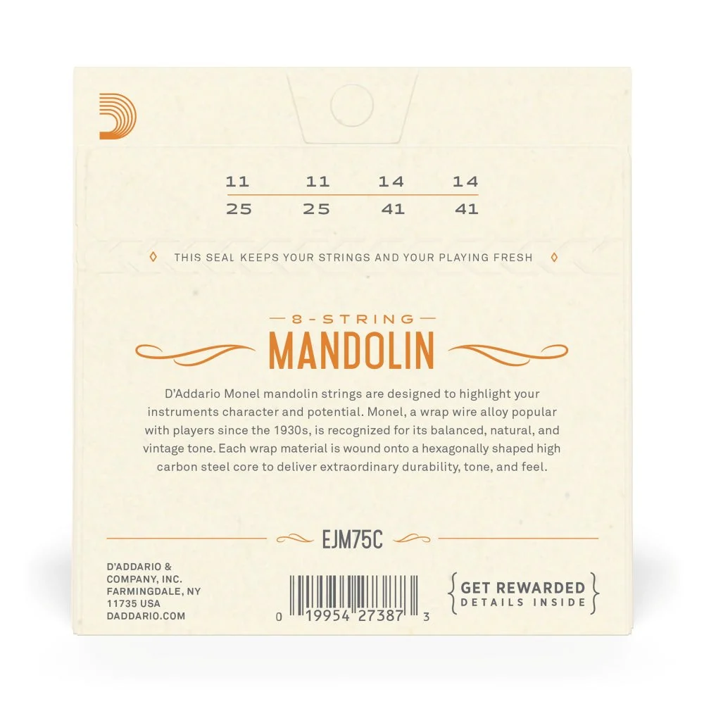D'Addario - EJM75C Monel Mandolin Strings - Medium Plus - 11-41 - Image 3