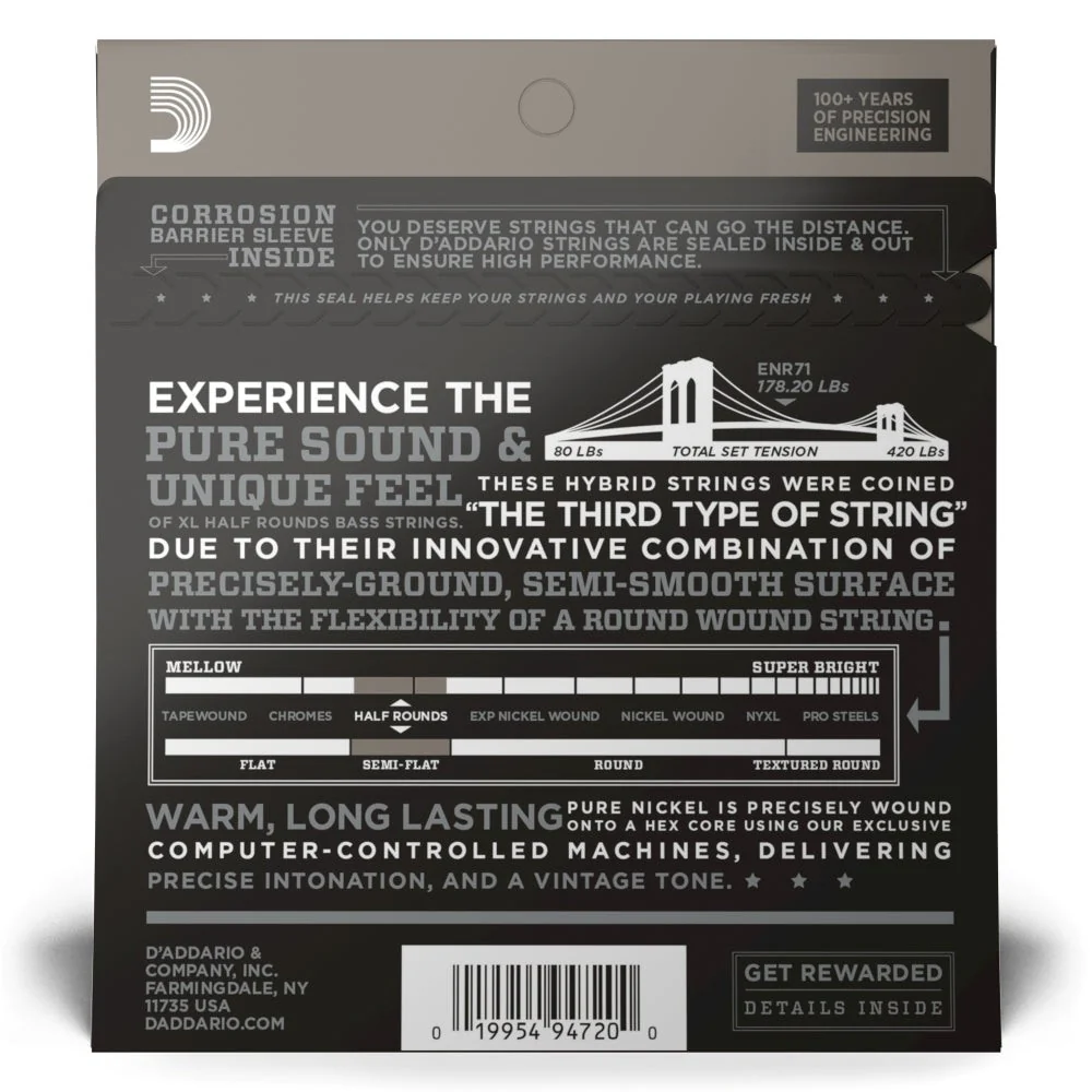 D'Addario - ENR71 Half Round Bass Guitar Strings, Regular Light, 45-100, Long Scale - Image 3