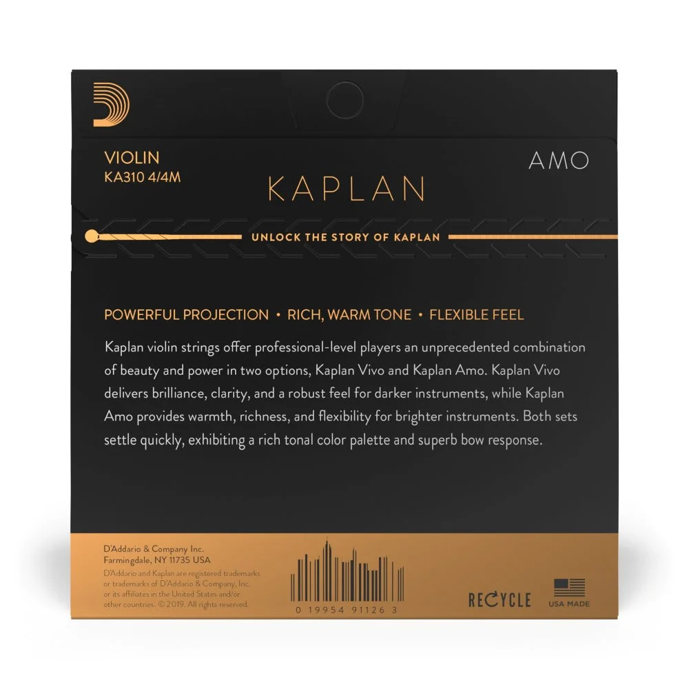 D'Addario - Kaplan Amo Violin String Set - 4/4 Scale - Medium Tension - Image 3