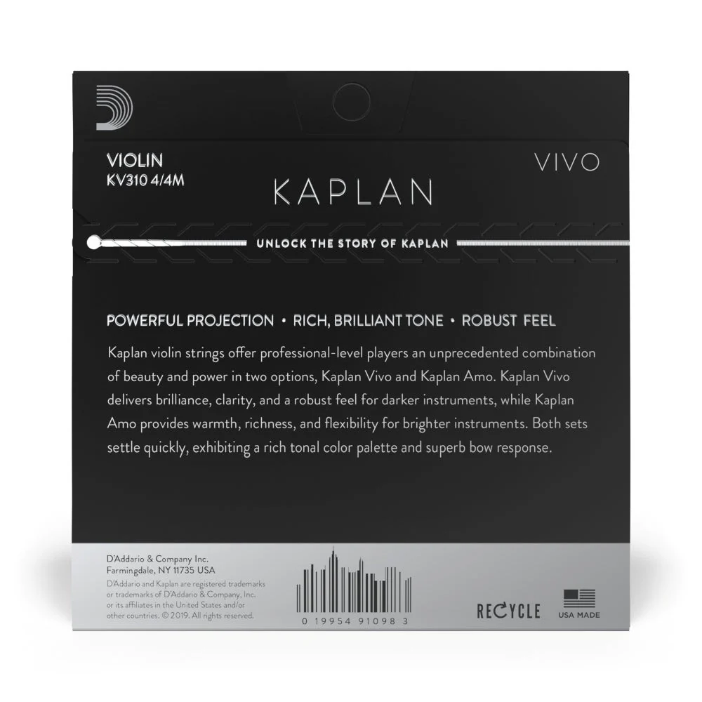 D'Addario - Kaplan Vivo Violin String Set - 4/4 Scale - Medium Tension - Image 3