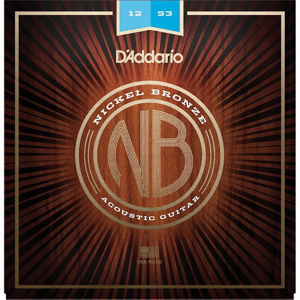 D'Addario - NB1253 Nickel Bronze Acoustic Guitar Strings- Light- 12-53