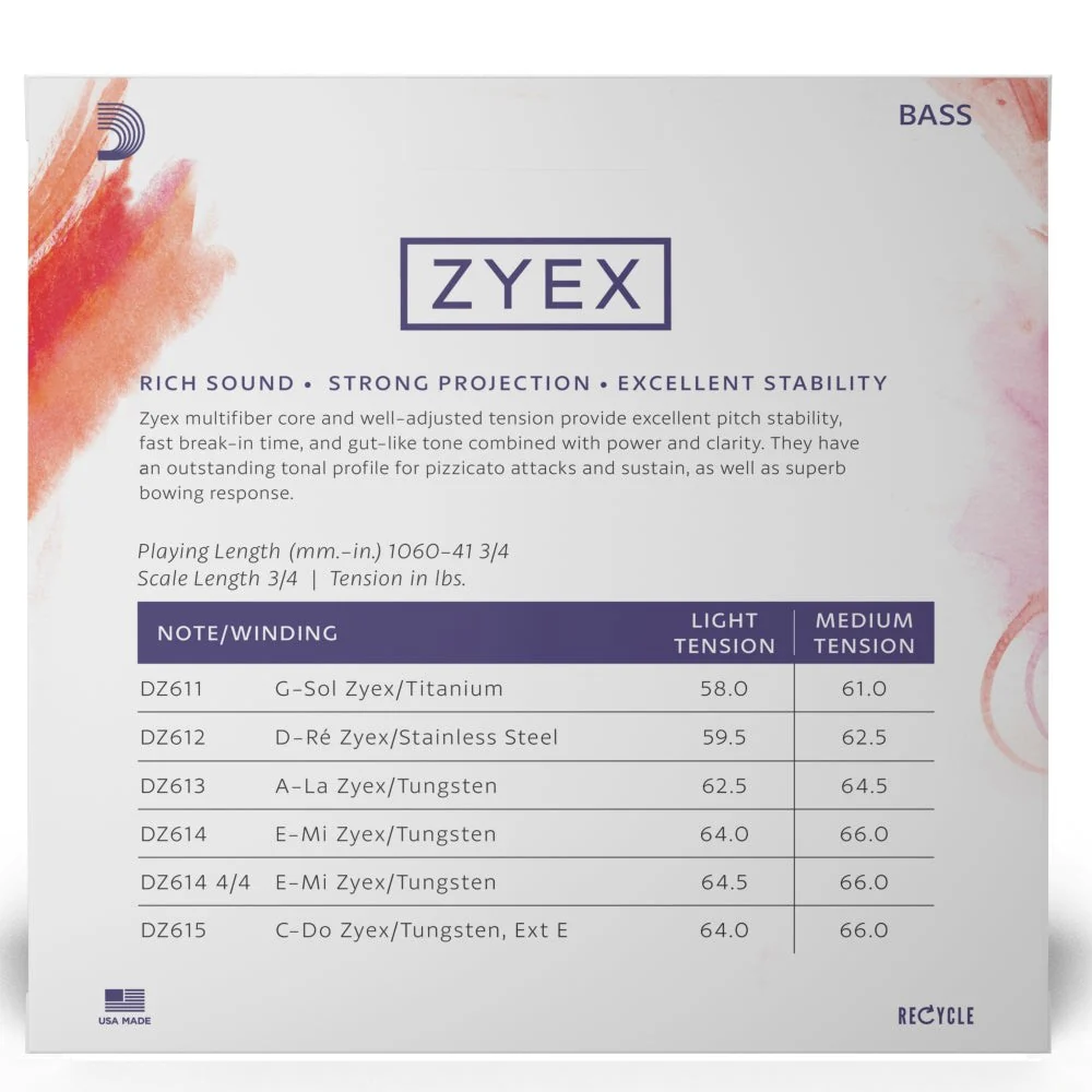 D'Addario - Zyex Bass String Set - 3/4 Scale - Medium Tension - Image 3