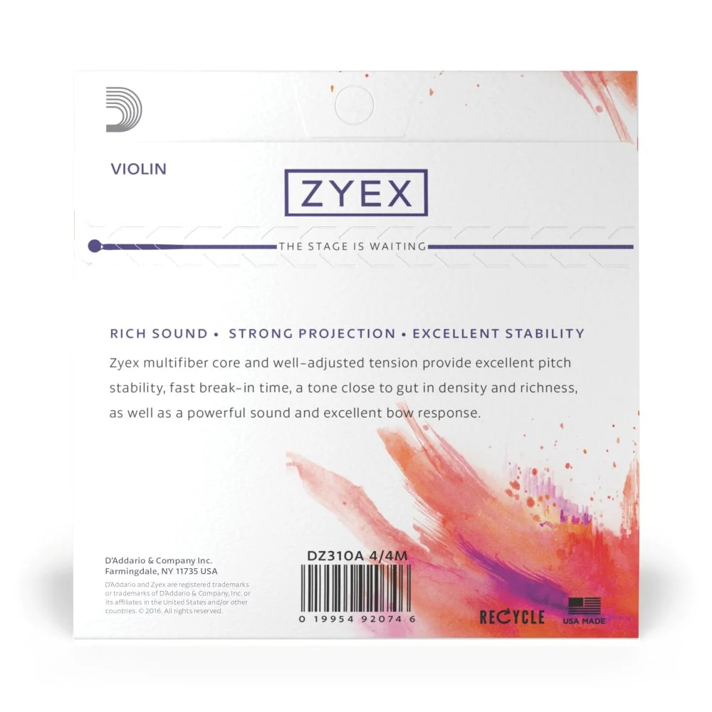 D'Addario - Zyex Violin String Set with Aluminum D - 4/4 Scale - Medium Tension - Image 3