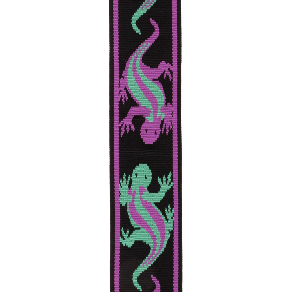 D'Addario Accesories - Vintage Planet Waves Lizards Strap Green / Purple Lizards 50PW01 - Image 2