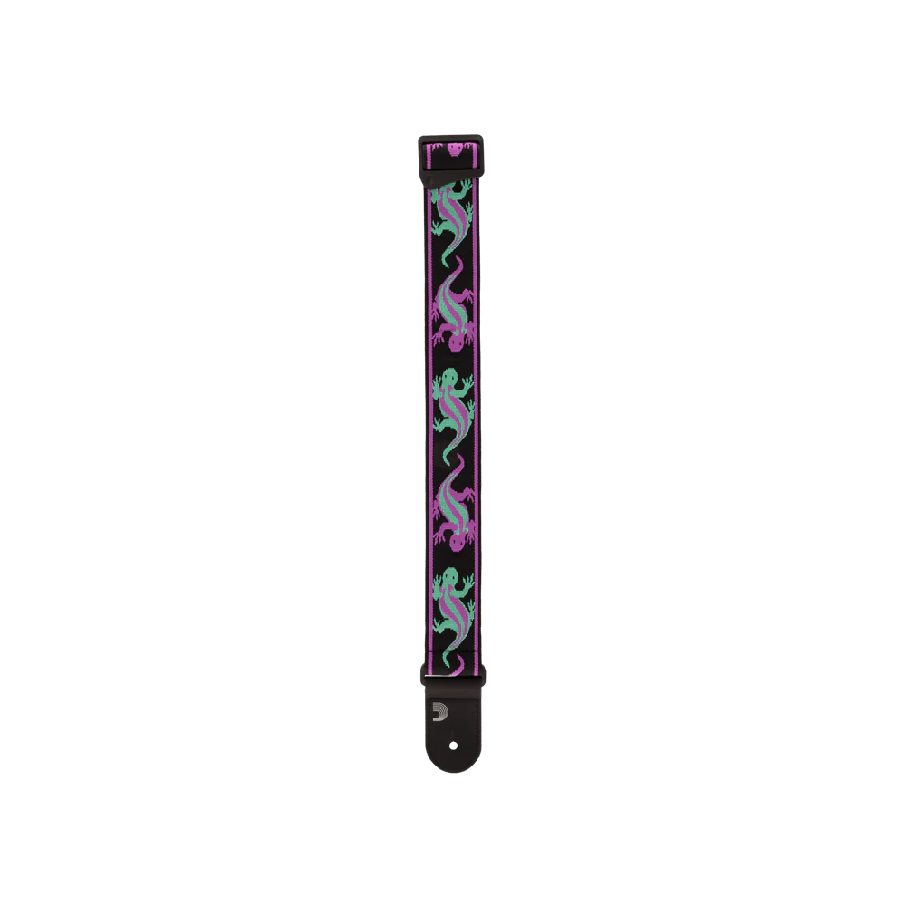 D'Addario Accesories - Vintage Planet Waves Lizards Strap Green / Purple Lizards 50PW01 - Image 3