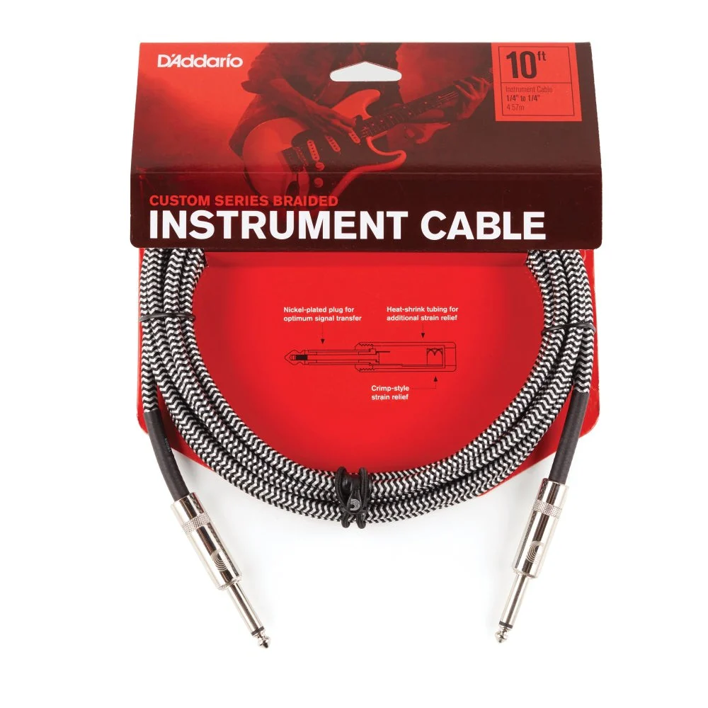 D'Addario Accessories - Custom Series Braided Instrument Cable, Grey, 10' - PW-BG-10BG - Image 3