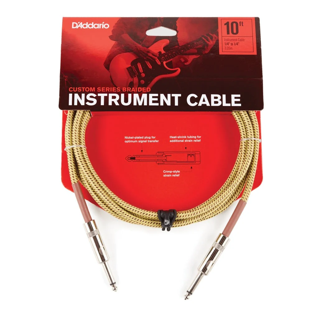 D'Addario Accessories - Custom Series Braided Instrument Cable, Tweed, 10' - PW-BG-10TW - Image 3