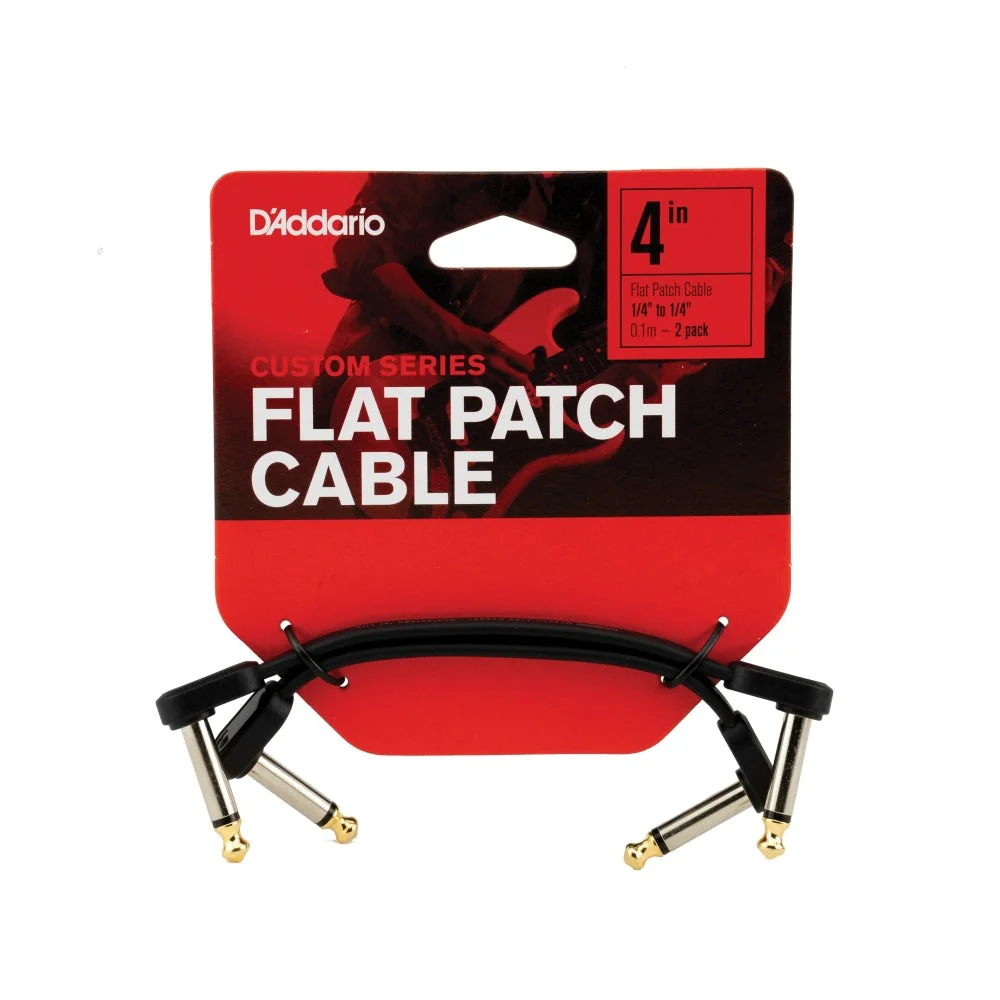 D'Addario Accessories - Flat Patch Cable, 4in Right Angle, Twin PK - PW-FPRR-204 - Image 2