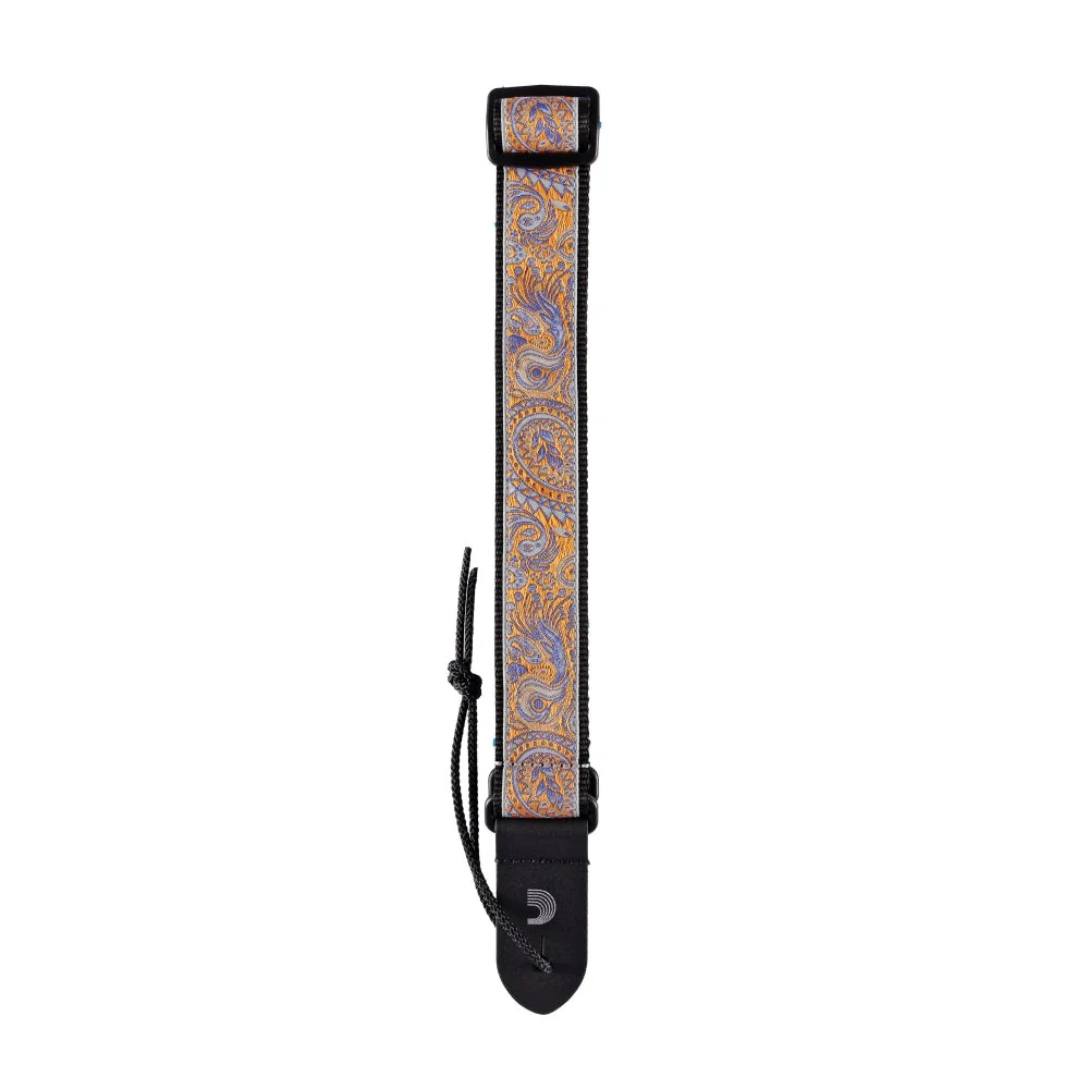 D'Addario Accessories - Jacquard Ukulele Straps, Paisley Gray/Orange - 15UKE05 - Image 3