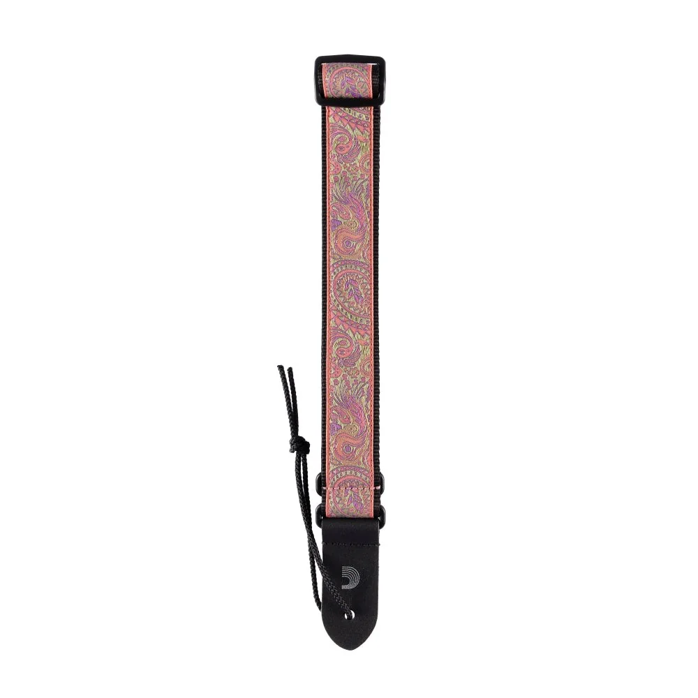 D'Addario Accessories - Jacquard Ukulele Straps, Paisley Pink/Green - 15UKE03 - Image 3