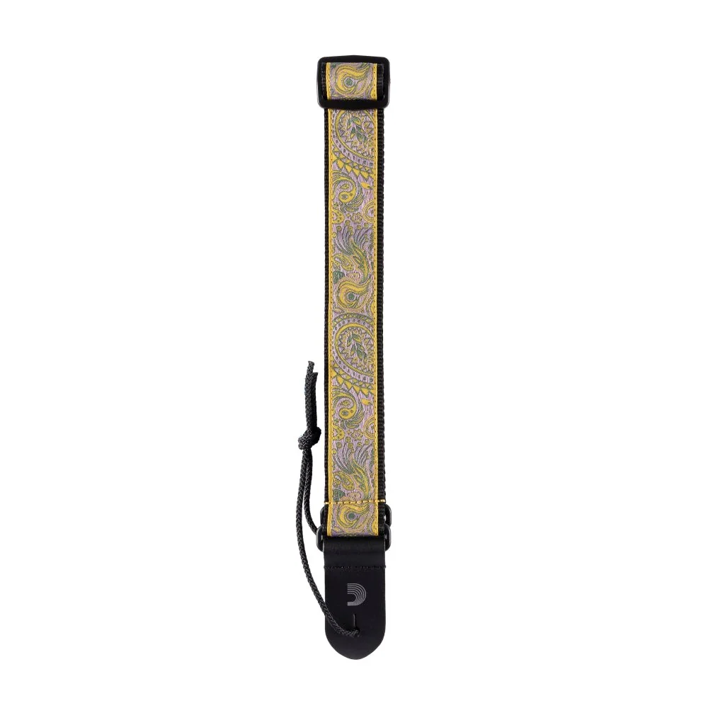 D'Addario Accessories - Jacquard Ukulele Straps, Paisley Yellow/Purple - 15UKE04 - Image 3