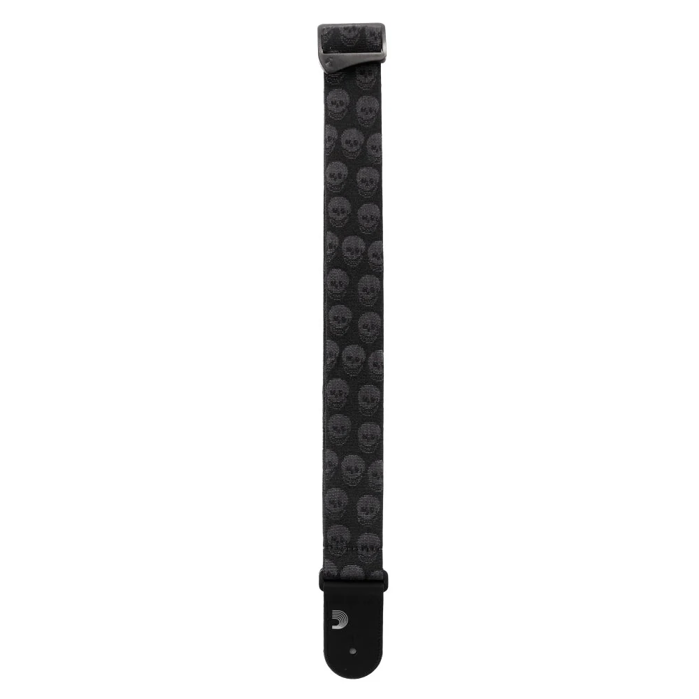 D'Addario Accessories - Woven Guitar Strap, Skulls Black Tubular - 50TB00 - Image 3