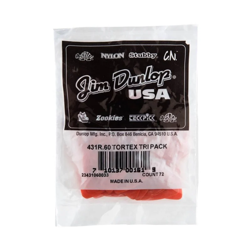 Dunlop - Orange 0.60mm Tortex® Triangle Guitar Pick (72/bag) - 431R-60