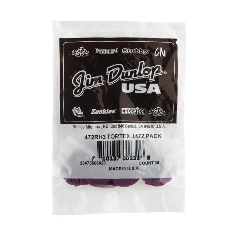 Dunlop - Purple Tortex® Jazz III Guitar Pick (36/bag) - 472RH3 - Image 4