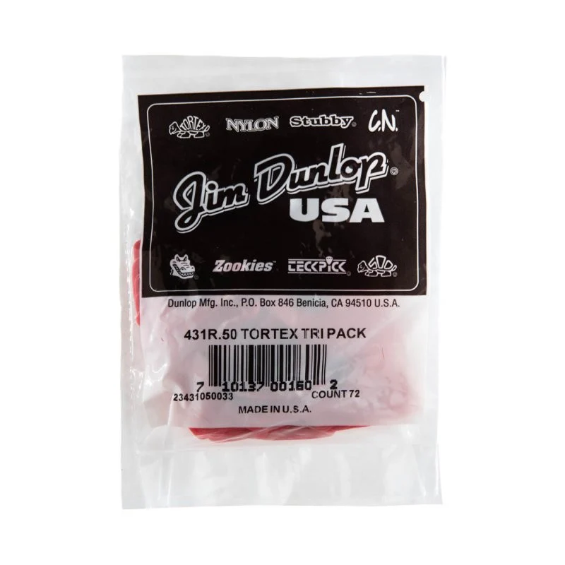 Dunlop - Red 0.50mm Tortex® Triangle Guitar Pick (72/bag) - 431R-50