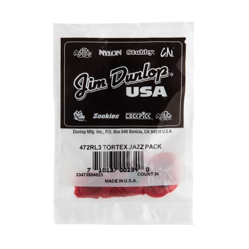 Dunlop - Red Tortex® Jazz III Guitar Pick (36/bag) - 472RL3