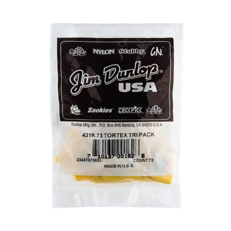 Dunlop - Yellow 0.73mm Tortex® Triangle Guitar Pick (72/bag) - 431R-73