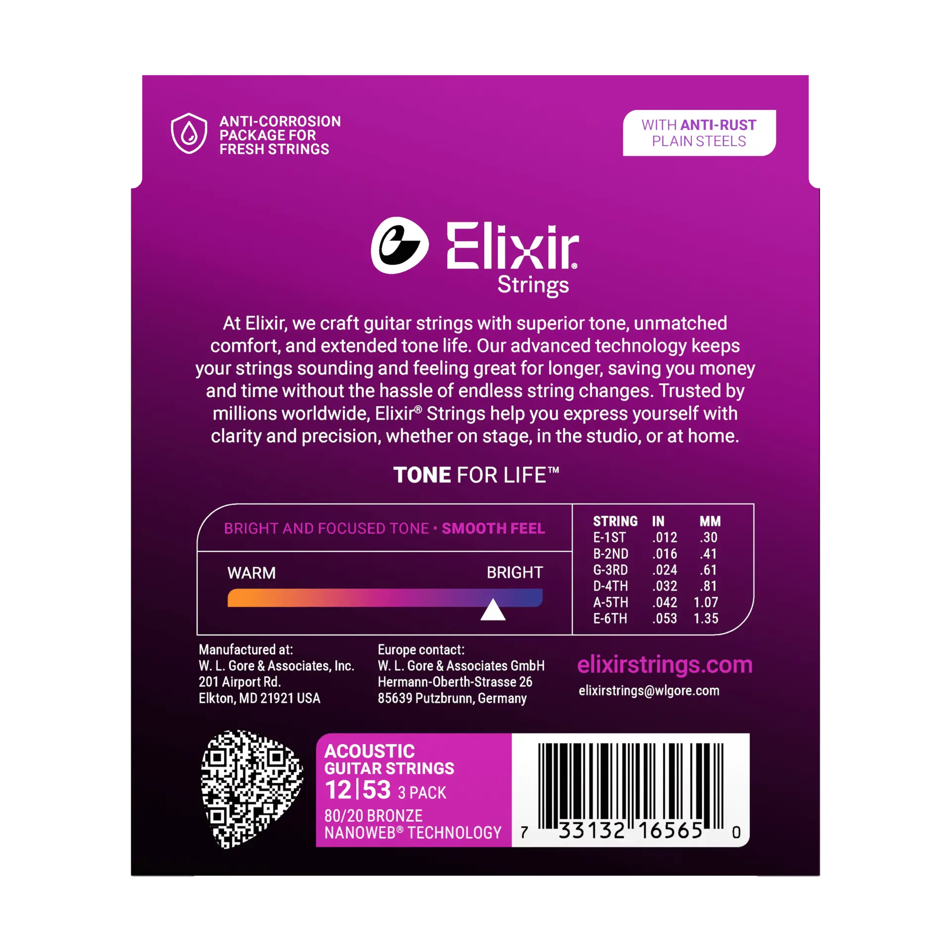 Elixir - 3-Pack 80/20 Bronze Acoustic Guitar Strings with NANOWEB Technology  - 12/53 - ACC16565 3PK 8020 Light - Image 2