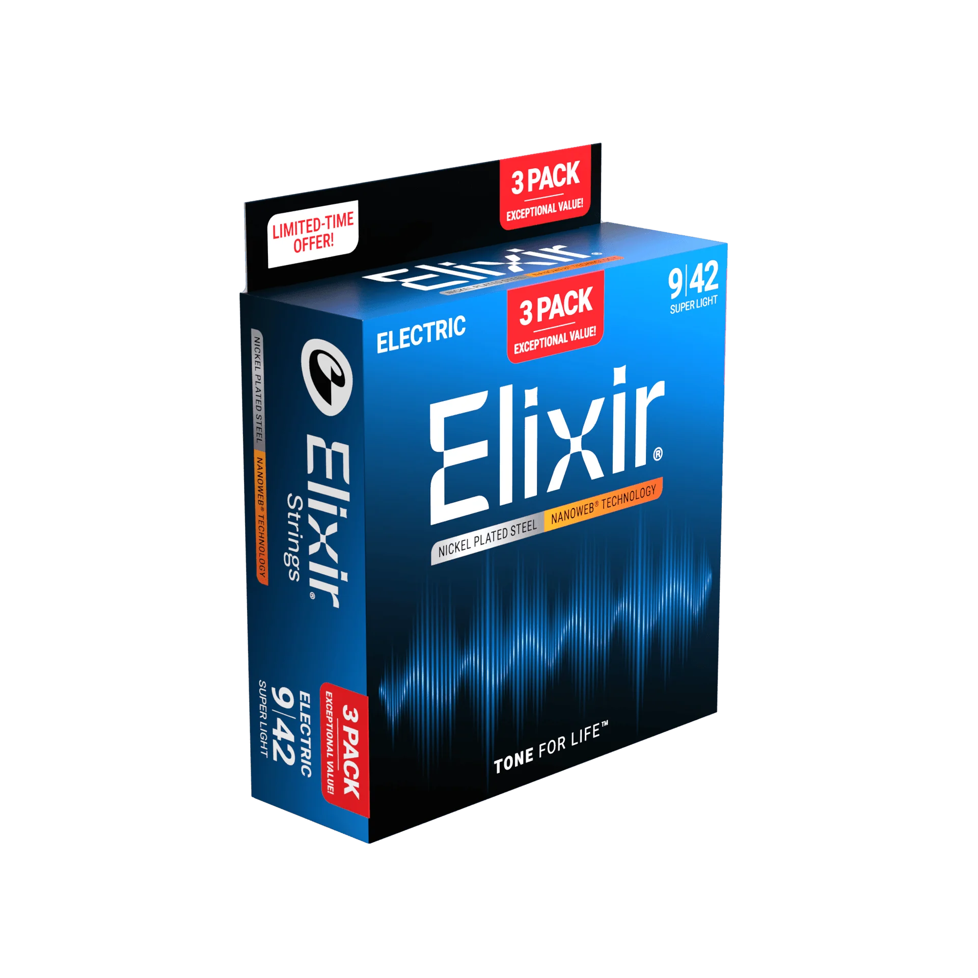 Elixir - 3-Pack Nickel-Plated Steel Electric Guitar Strings with NANOWEB Technology 9/42 - 16566 3PK Super Light - Image 3