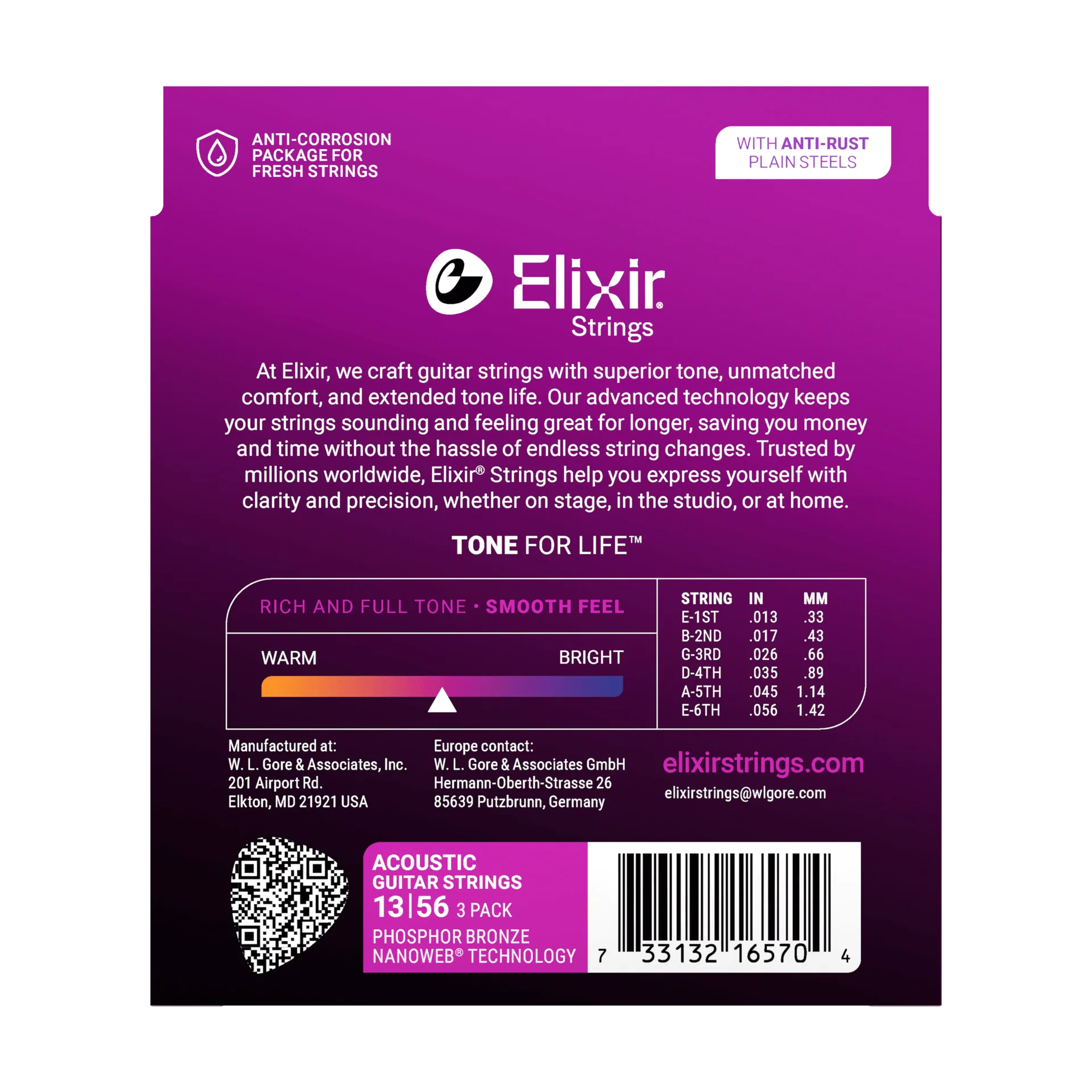Elixir - 3-Pack Phosphor Bronze Acoustic Guitar Strings with NANOWEB Technology 13/56 - ACC16570 3PK PH MED - Image 2