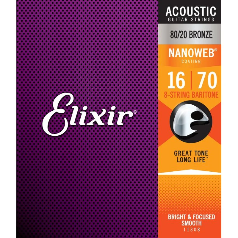 ELIXIR - 8-String Baritone Acoustic 80/20 Bronze With Nanoweb Coating 016 - .070 - 11308 - Image 2