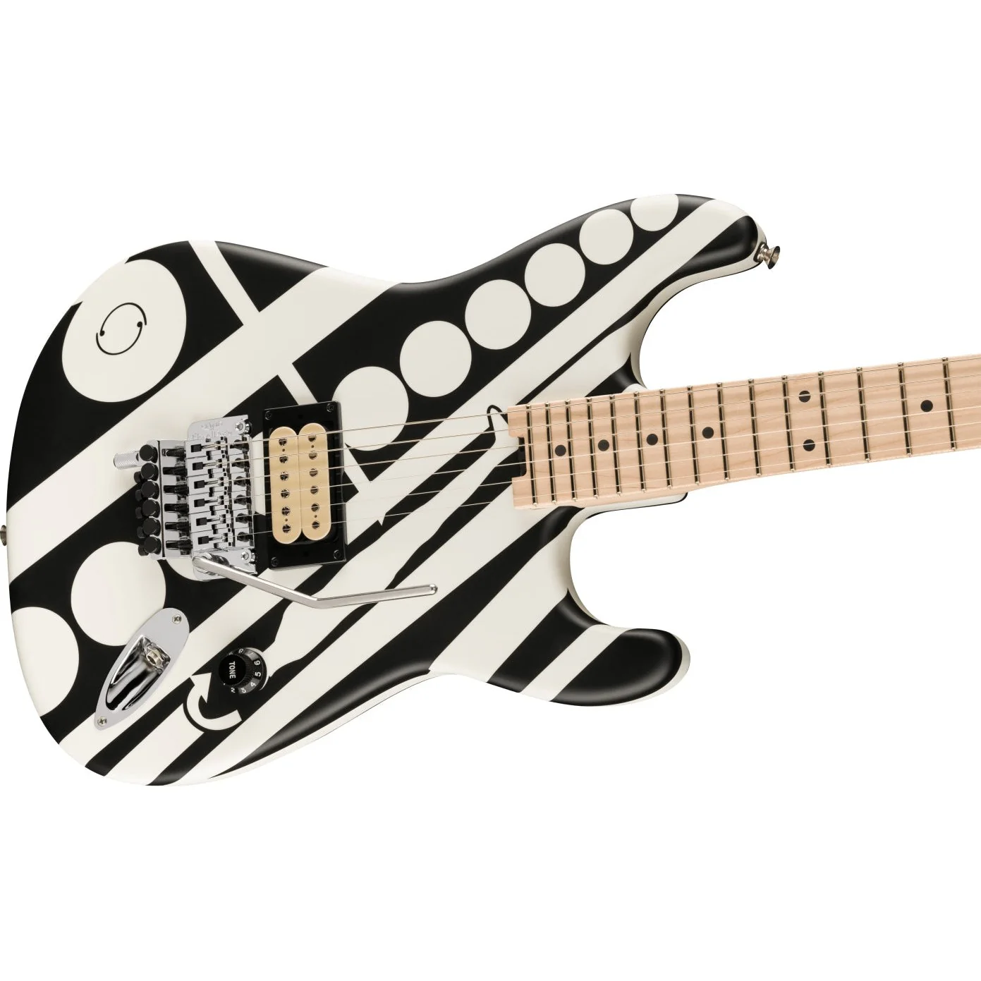 EVH - EVH® Striped Series Circles -  Maple Fingerboard -  White and Black  - 510-7902-386 - Image 3
