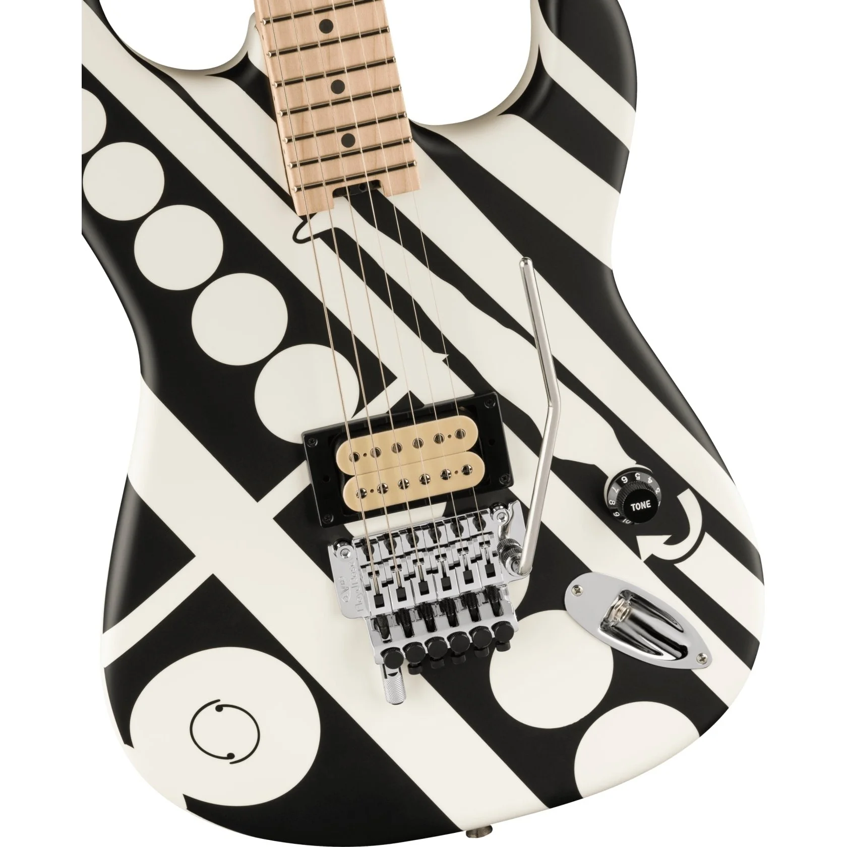 EVH - EVH® Striped Series Circles -  Maple Fingerboard -  White and Black  - 510-7902-386 - Image 4