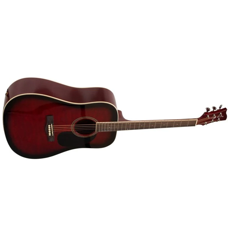 Jay Turser - Dreadnought Acoustic Guitar - Full Size - Red Burst Quilt - JTA524D-RSBQ