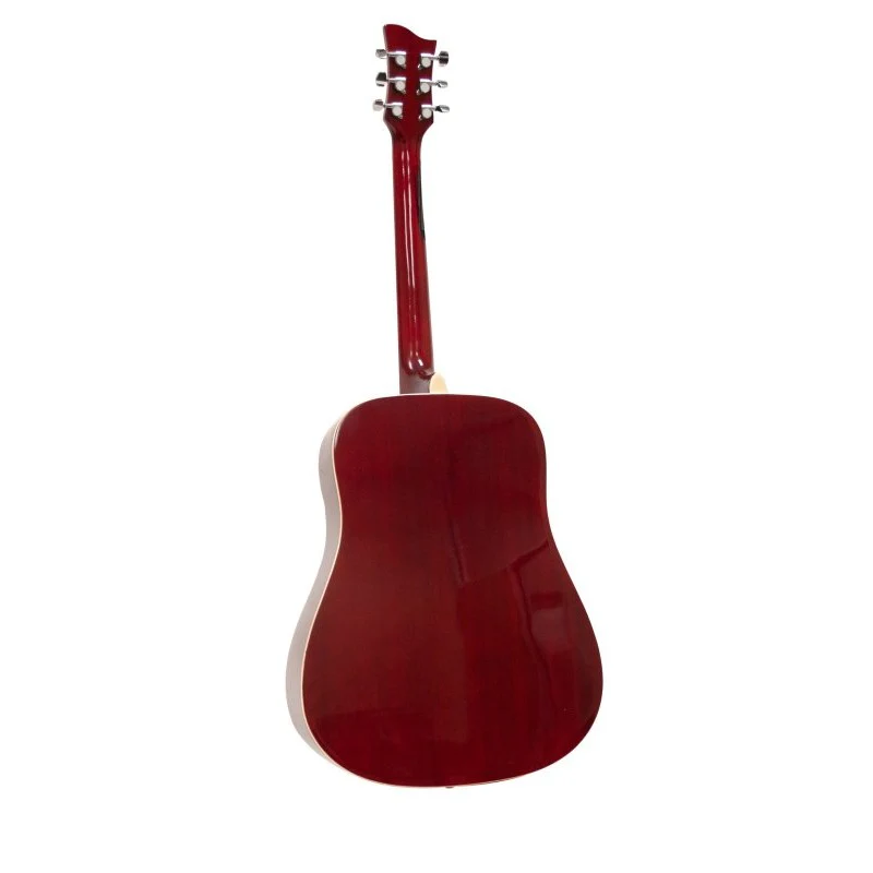 Jay Turser - Dreadnought Acoustic Guitar - Full Size - Red Burst Quilt - JTA524D-RSBQ - Image 2