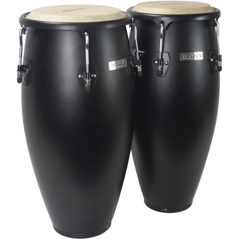 Mano Percussion - Conga Set 10" & 11" with Basket Stands - Midnight Black Satin - MP1601BS-MBS