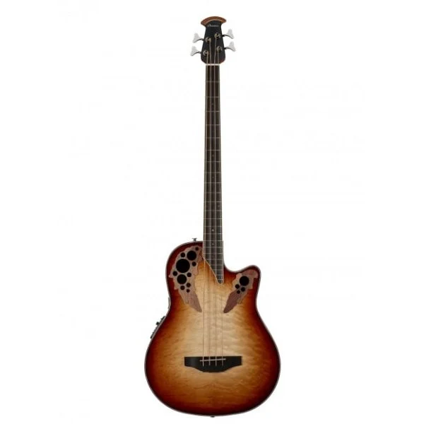 Ovation - Celebrity Elite Exotic Mid Quilt Maple Acoustic / Electric Bass, Cognac Burst / Natural Gloss - CEB44X-7C - Image 2