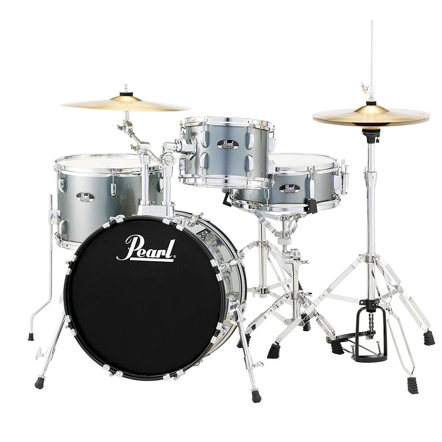 Pearl - Roadshow 4-Piece Drum Set Charcoal Metallic with Hardware, Cymbals & Throne RS584CC706