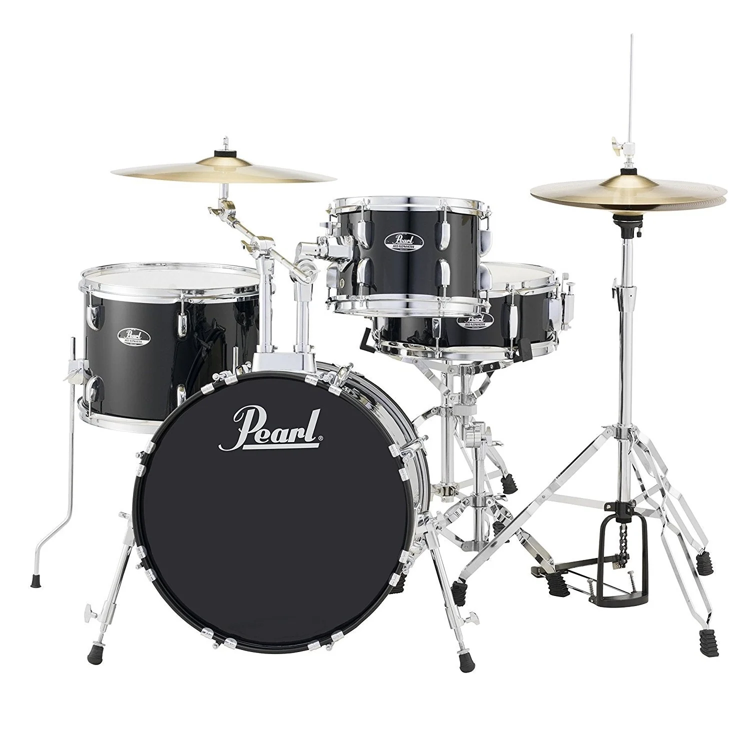 Pearl - Roadshow 4-Piece Drum Set Jet Black with Hardware, Cymbals & Throne RS584CC31