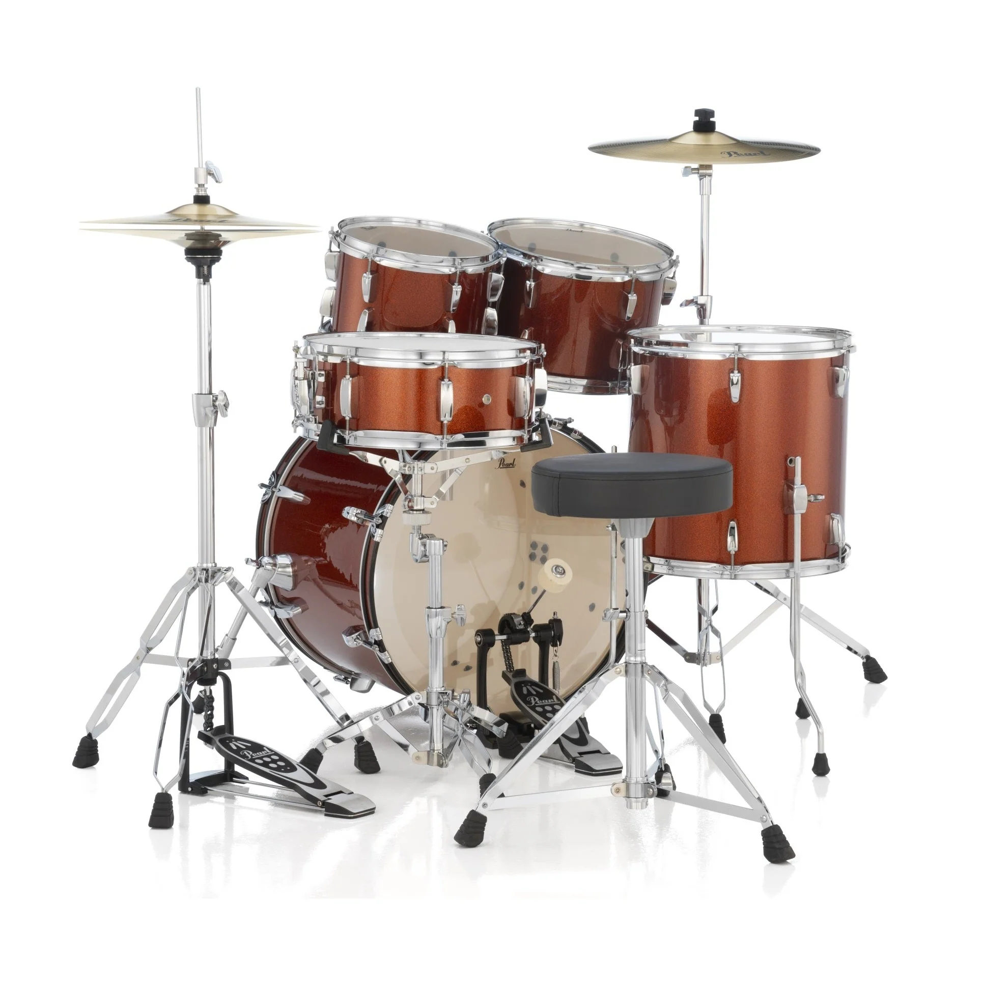 Pearl - Roadshow 5-Piece Drum Set With 22" Bass Drum - Hardware & Cymbals - Burnt Orange Sparkle - RS525SCC749 - RS525SCC749 - Image 2