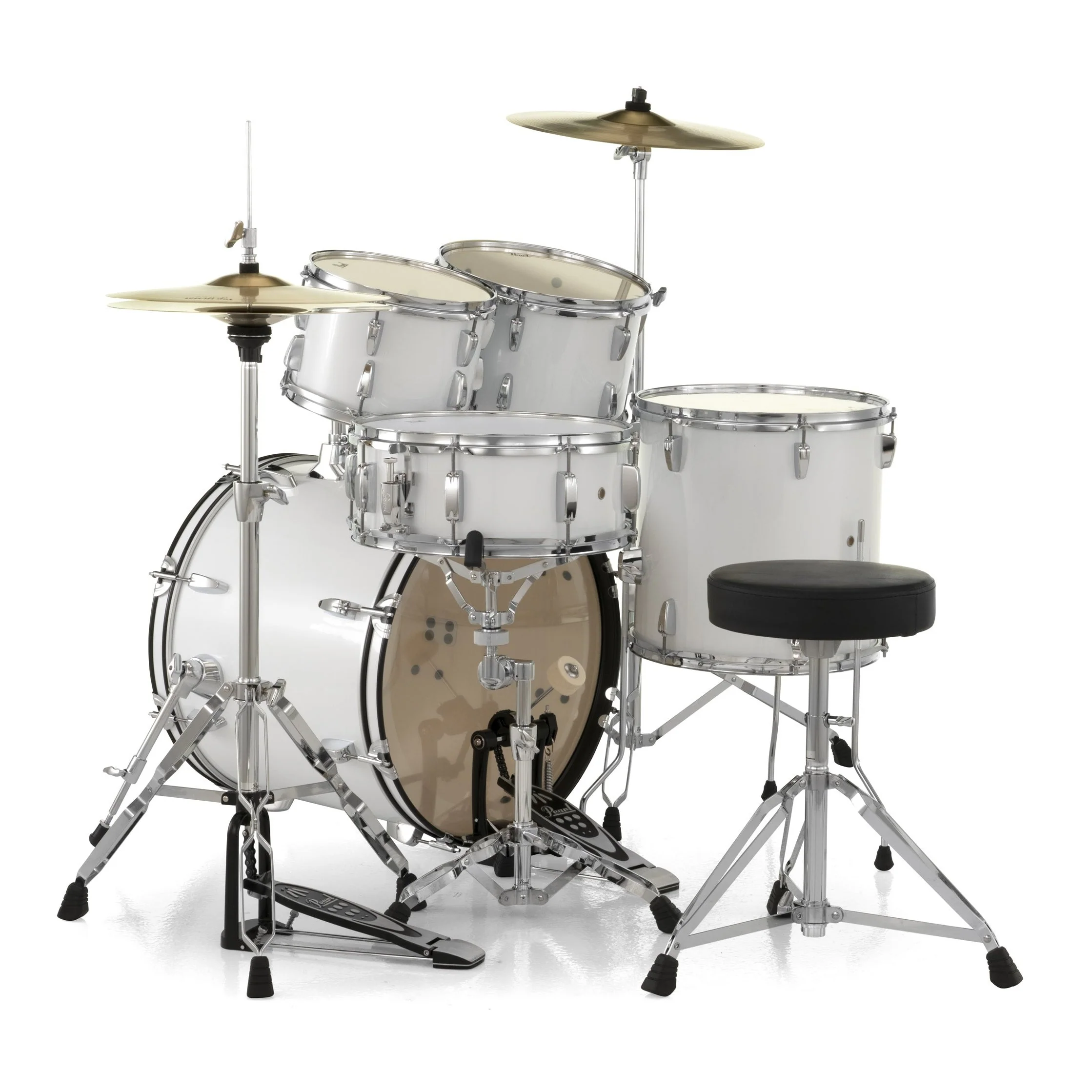 Pearl - Roadshow 5-Piece Drum Set With 22" Bass Drum - Hardware & Cymbals - Pure White  - RS525SCC33 - Image 2