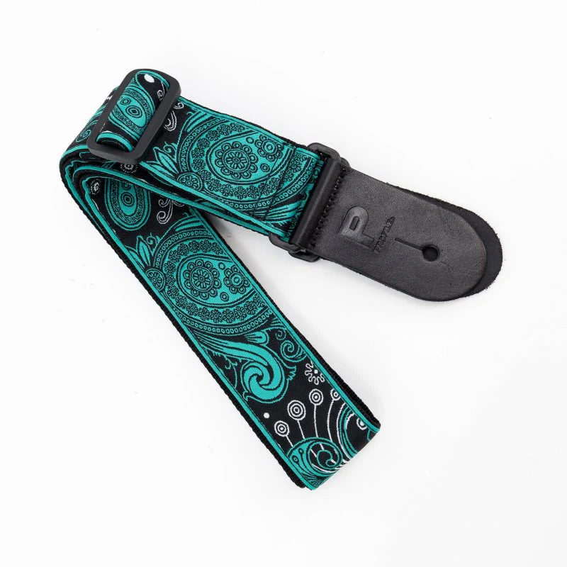 Profile - 2.5" Jacquard Weave Teal and Black Paisley Pattern Strap - PGS-JW-6010-TLBK - Image 12