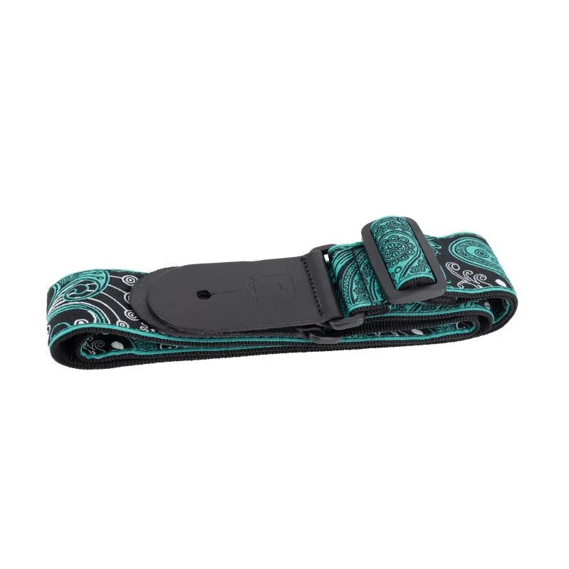 Profile - 2.5" Jacquard Weave Teal and Black Paisley Pattern Strap - PGS-JW-6010-TLBK - Image 5