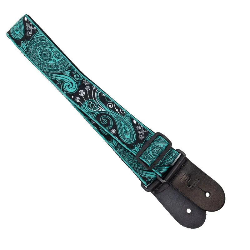 Profile - 2.5" Jacquard Weave Teal and Black Paisley Pattern Strap - PGS-JW-6010-TLBK - Image 8