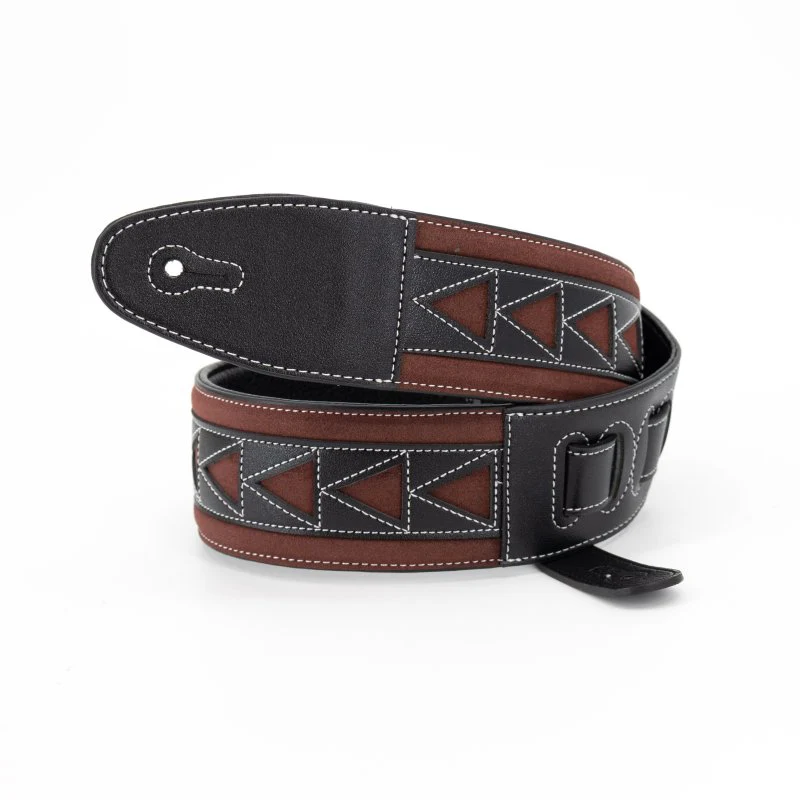Profile - 2.5" Leather Strap with Burgundy Suede and Black Leather Arrow Pattern - PGS-GL-6200-BKRD - Image 12