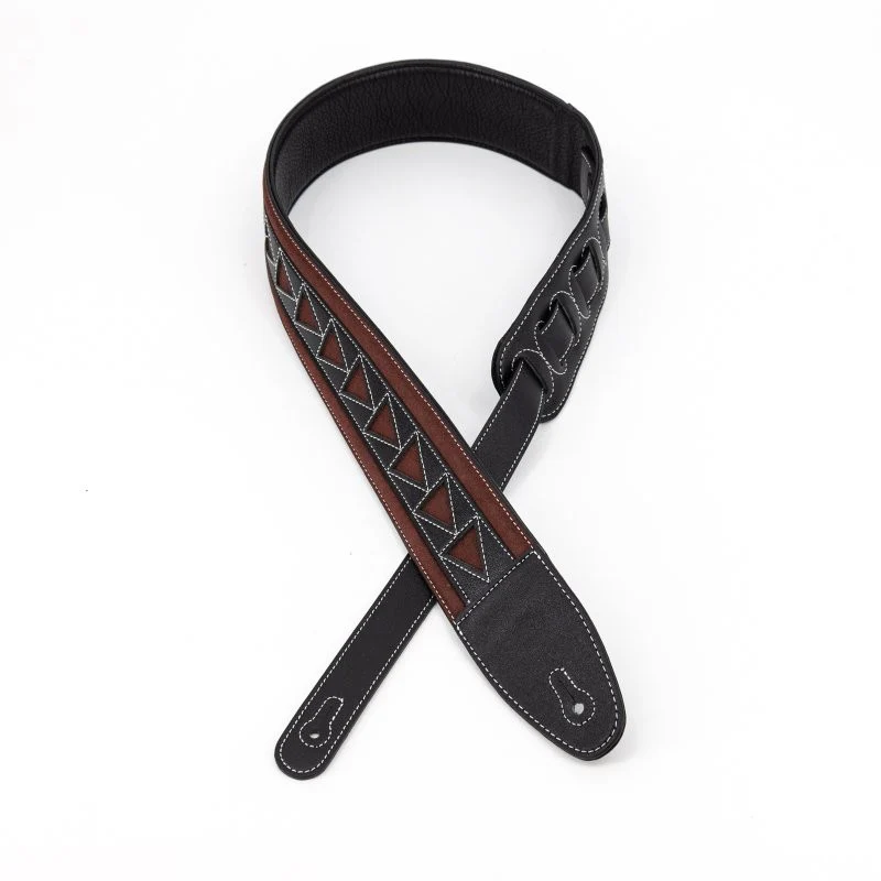 Profile - 2.5" Leather Strap with Burgundy Suede and Black Leather Arrow Pattern - PGS-GL-6200-BKRD - Image 2