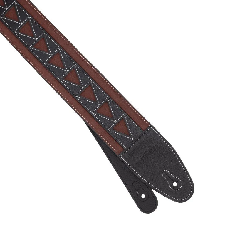 Profile - 2.5" Leather Strap with Burgundy Suede and Black Leather Arrow Pattern - PGS-GL-6200-BKRD - Image 3