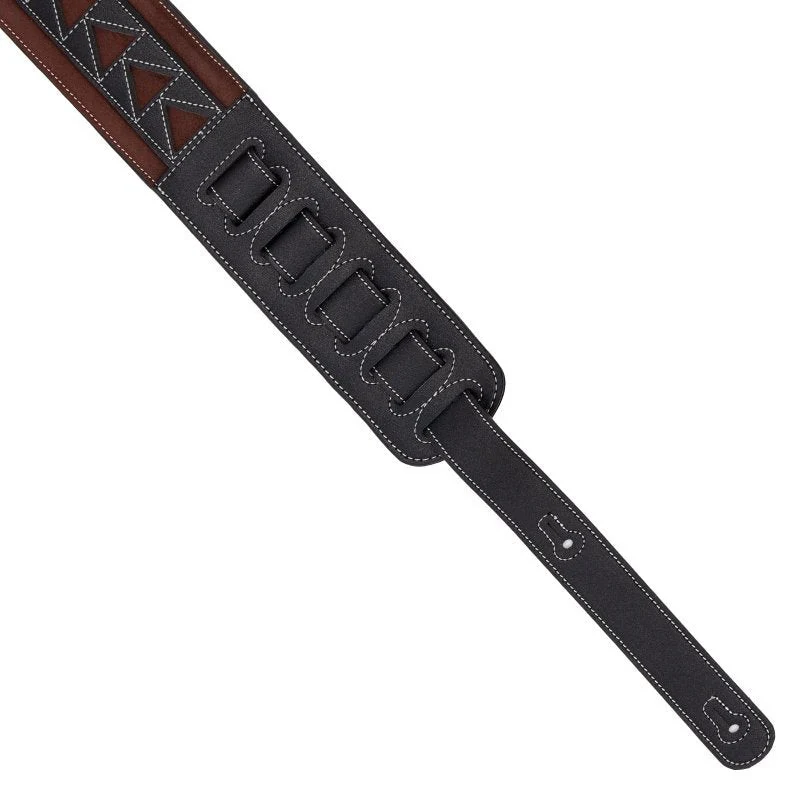 Profile - 2.5" Leather Strap with Burgundy Suede and Black Leather Arrow Pattern - PGS-GL-6200-BKRD - Image 5